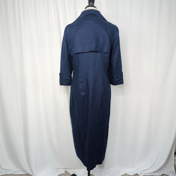 Vintage Talbots Dress 8 Medium Blue Linen Double Breasted - Picture 6 of 10